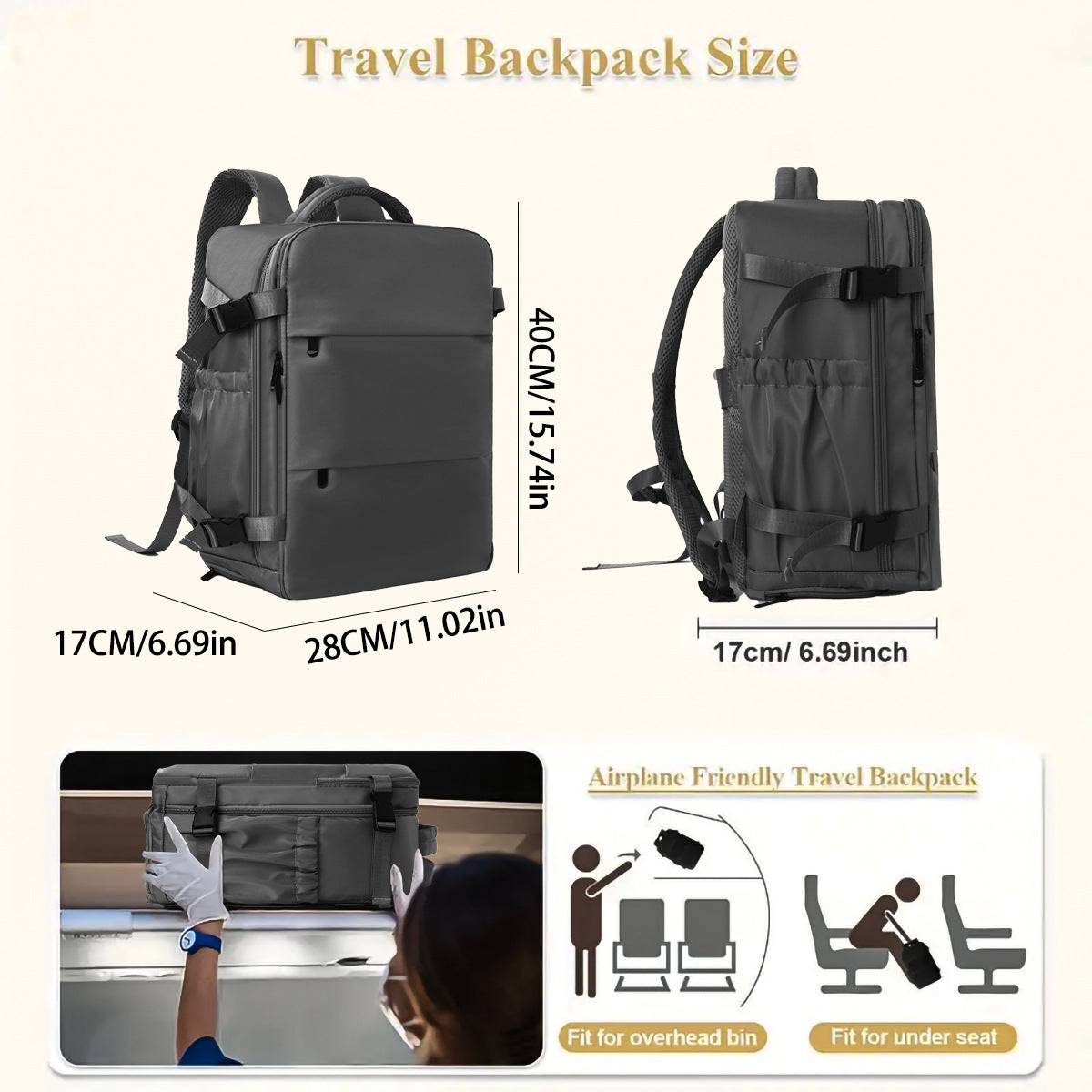 Travel Expandable Backpack Lightweight Waterproof Carry-On Backpack
