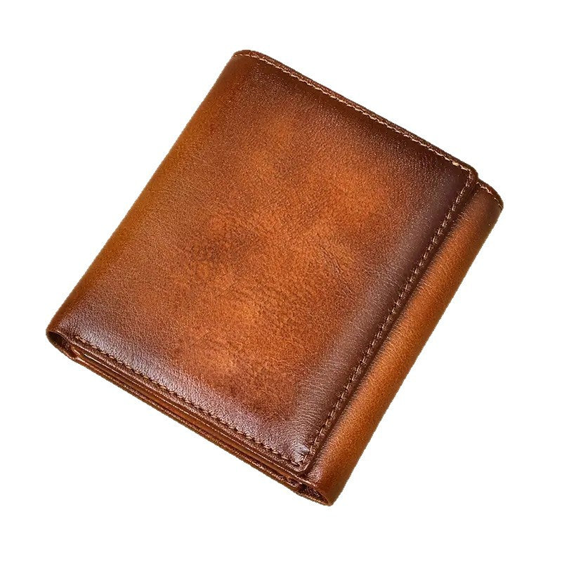 Mens RFID Blocking Short Wallet Large Capacity Trifold Card Holder