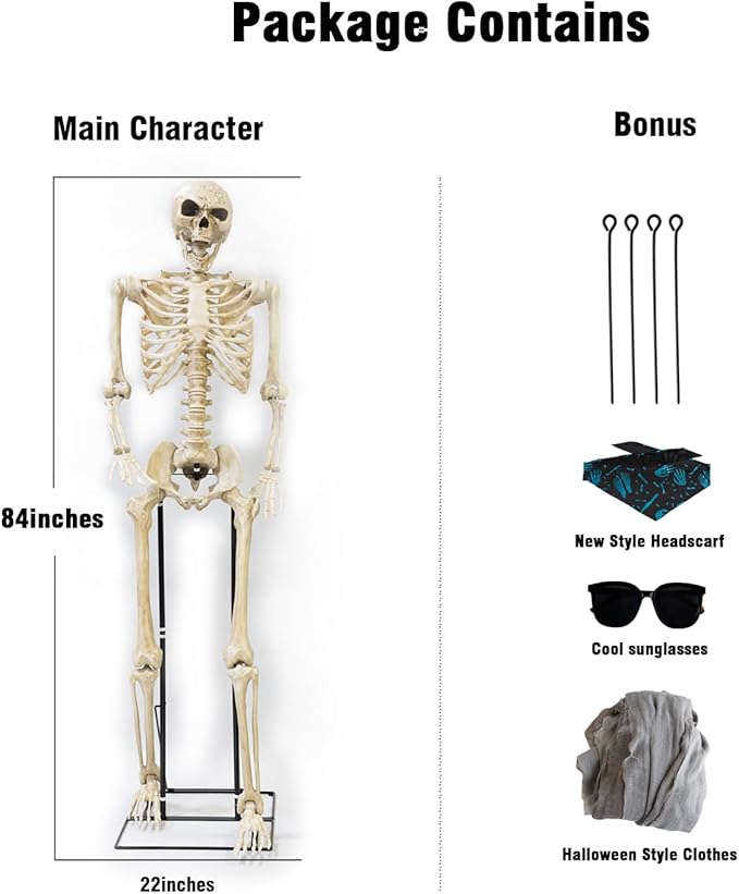 7Ft/84 Giant Halloween Skeleton