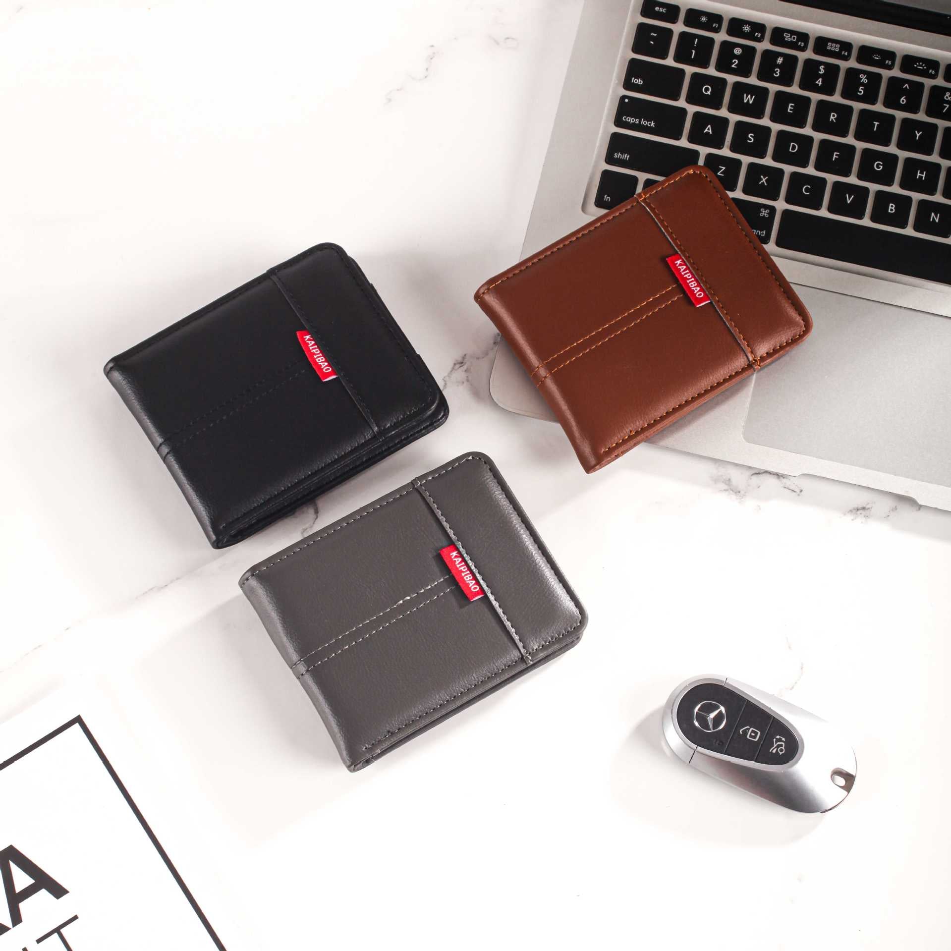New Hot Selling Men Short Wallet Ultra Light Vintage Coin Purse with Buckle