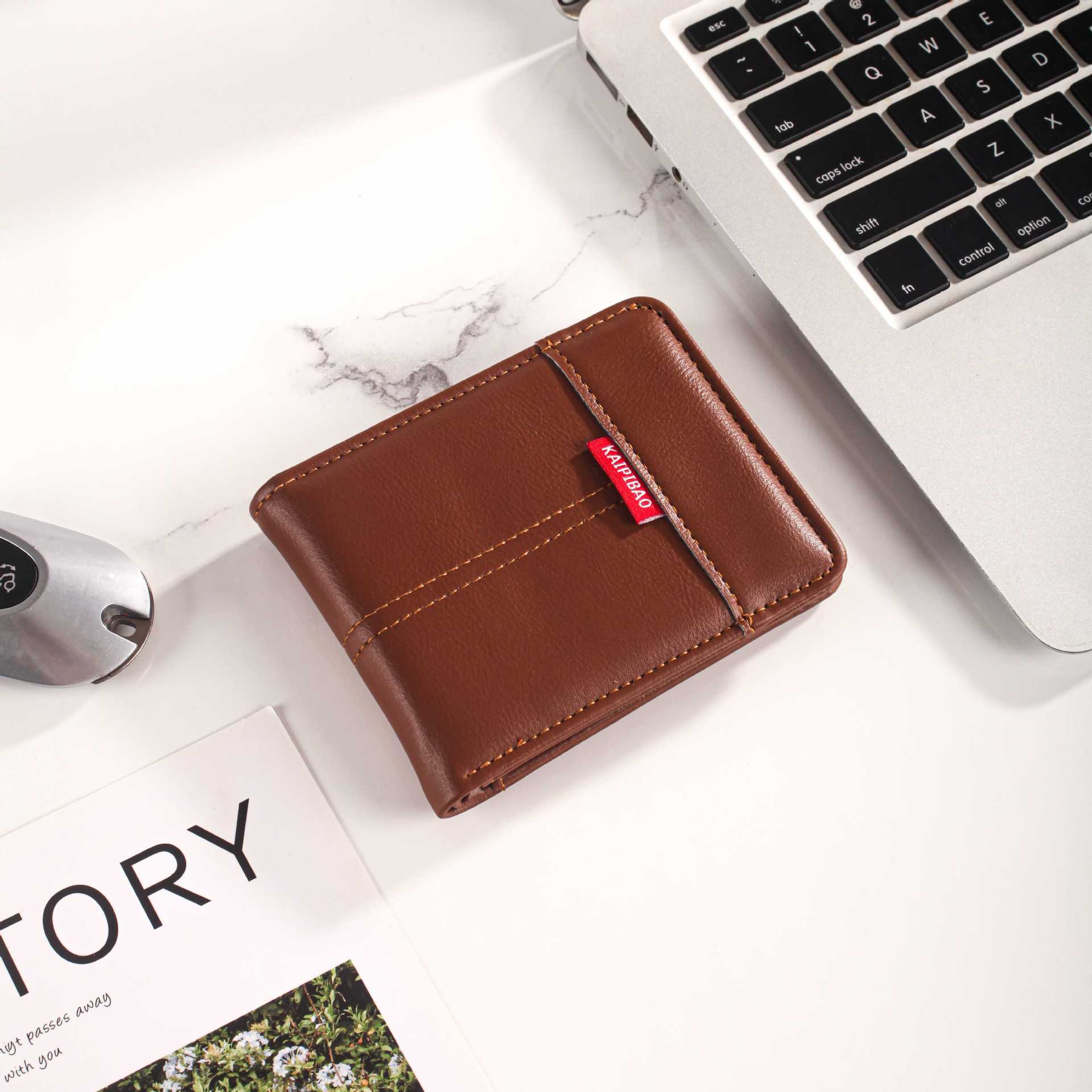 New Hot Selling Men Short Wallet Ultra Light Vintage Coin Purse with Buckle