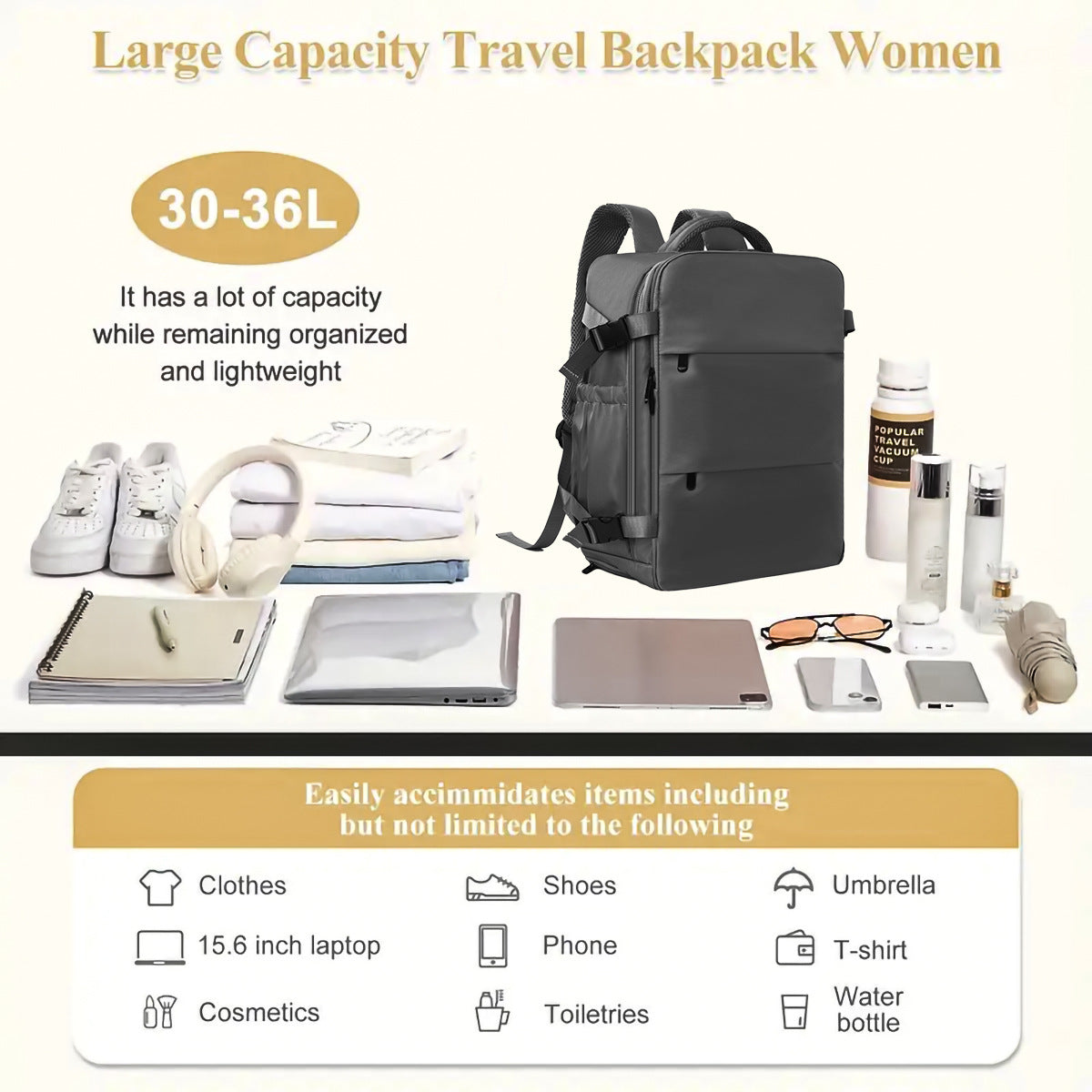 Travel Expandable Backpack Lightweight Waterproof Carry-On Backpack