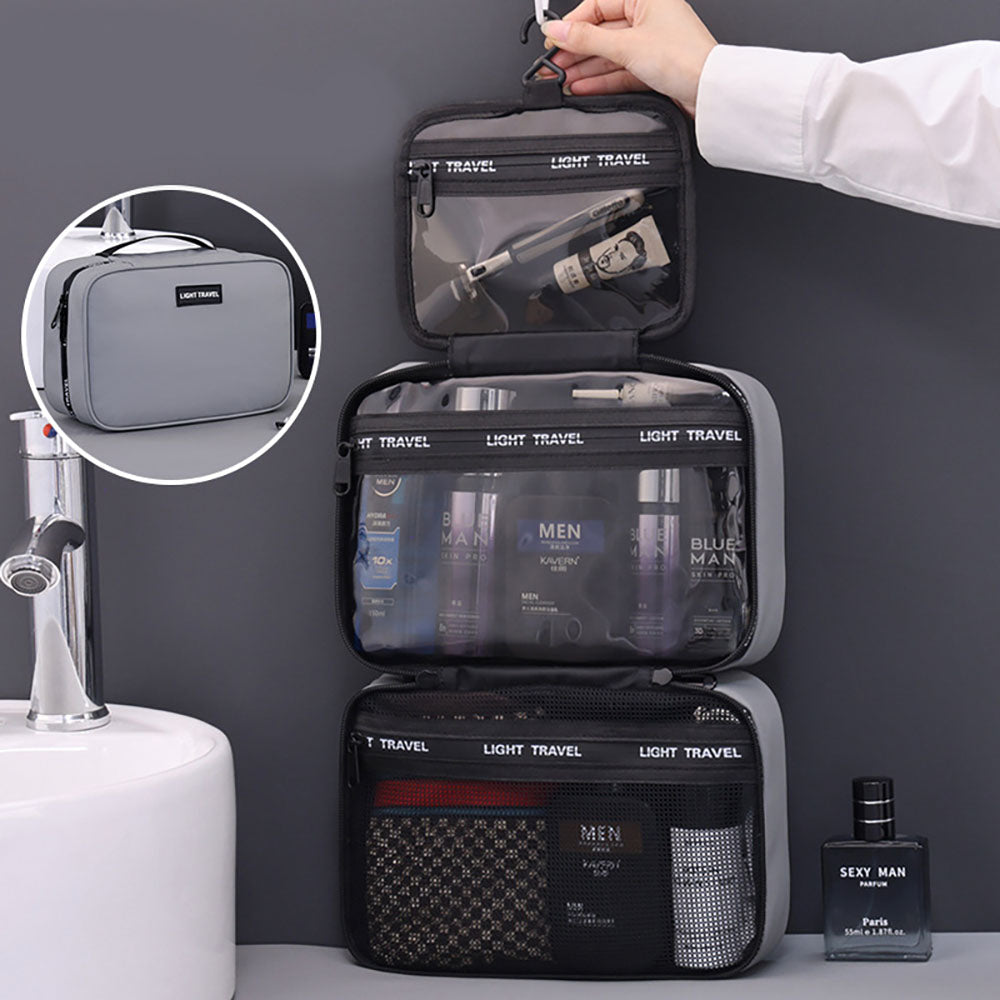 Mens Travel Toiletry Bag Portable Wet Dry Separation Organizer for Business Trip