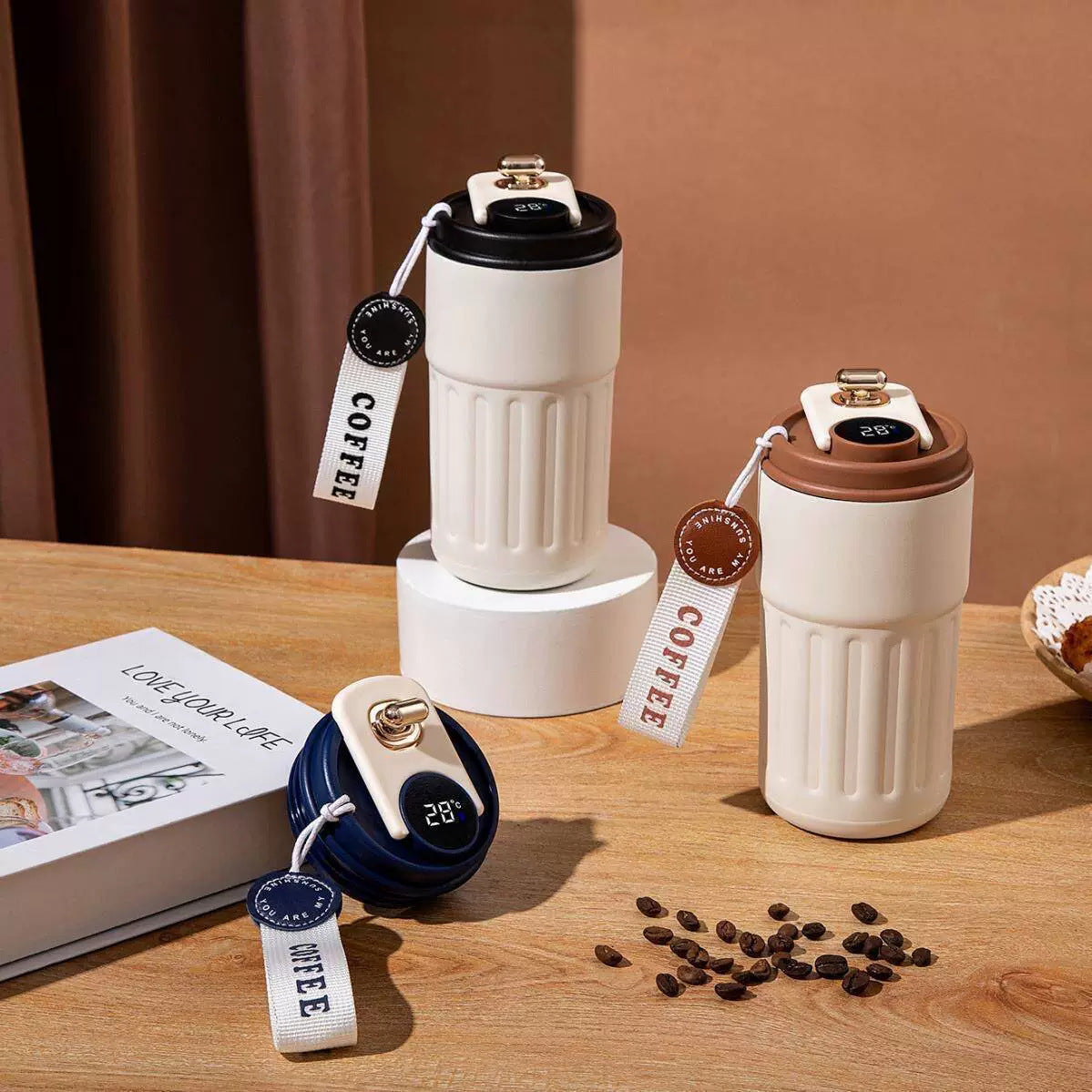 Smart Temperature Display Travel Coffee Mug Insulated Water Bottle